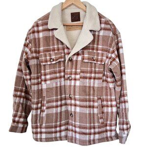 Ottway The Label "Parker" Brown Plaid Flannel Sherpa Lined Jacket Unisex Size M